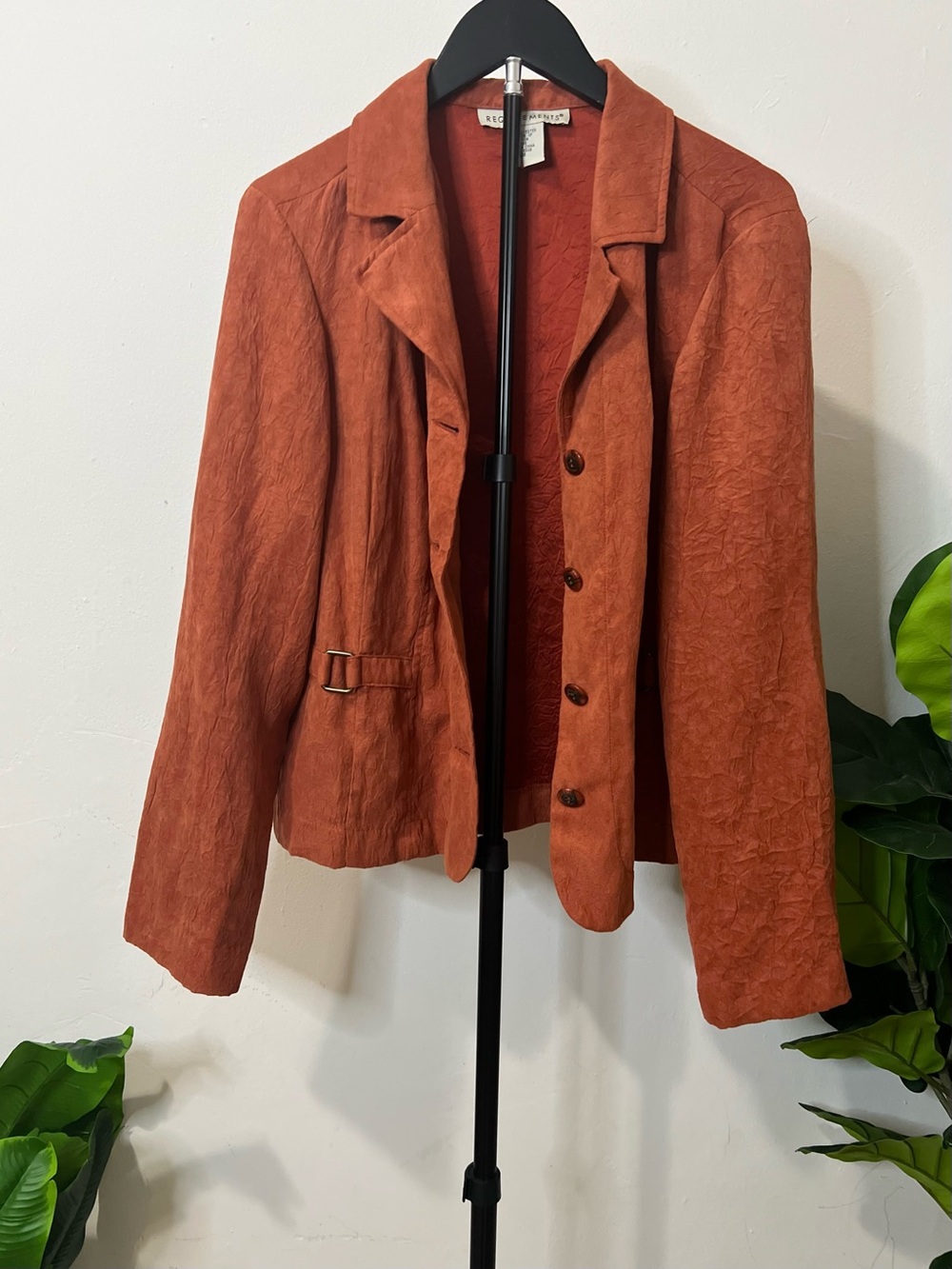 Requirements Rust Burnt Orange Textured Blazer Jacket Size L Y2K Vintage